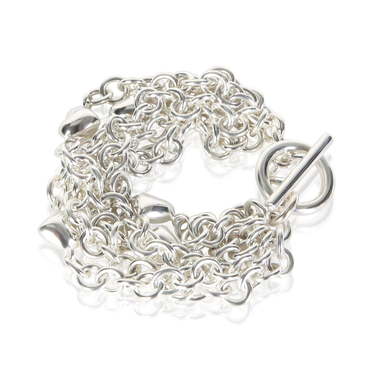 Tiffany & Co. Sterling Silver Multistrand Heart Bracelet 2