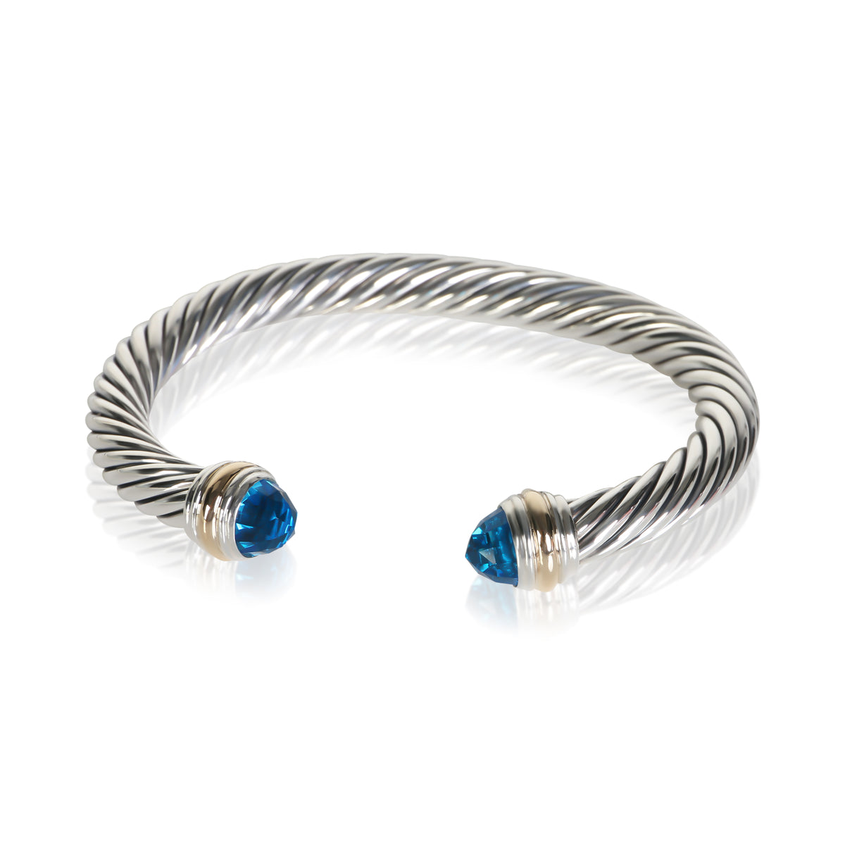 David Yurman Yellow Gold & Sterling Silver Topaz Cable Classic Bracelet fv