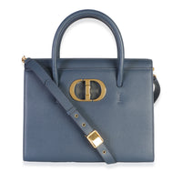 Christian Dior Blue Grained Calfskin Large St. Honore Tote Handbag id