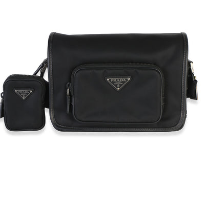 Prada Black Re Nylon Small Pocket Messenger Bag Handbag id