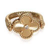 Van Cleef & Arpels Yellow Gold Agate & Diamond Vintage Alhambra Reversible Ring 2