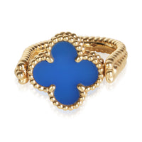 Van Cleef & Arpels Yellow Gold Agate & Diamond Vintage Alhambra Reversible Ring 4