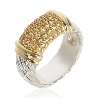 David Yurman Yellow Gold & Sterling Silver Sapphire Cable Candy Metro Ring 4