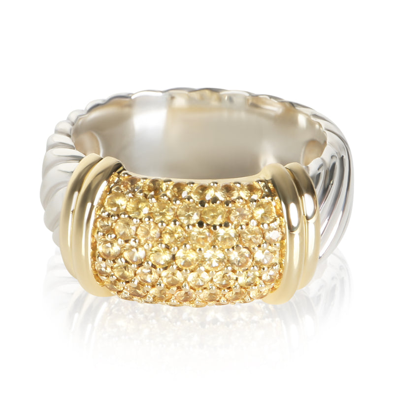 David Yurman Yellow Gold & Sterling Silver Sapphire Cable Candy Metro Ring fv