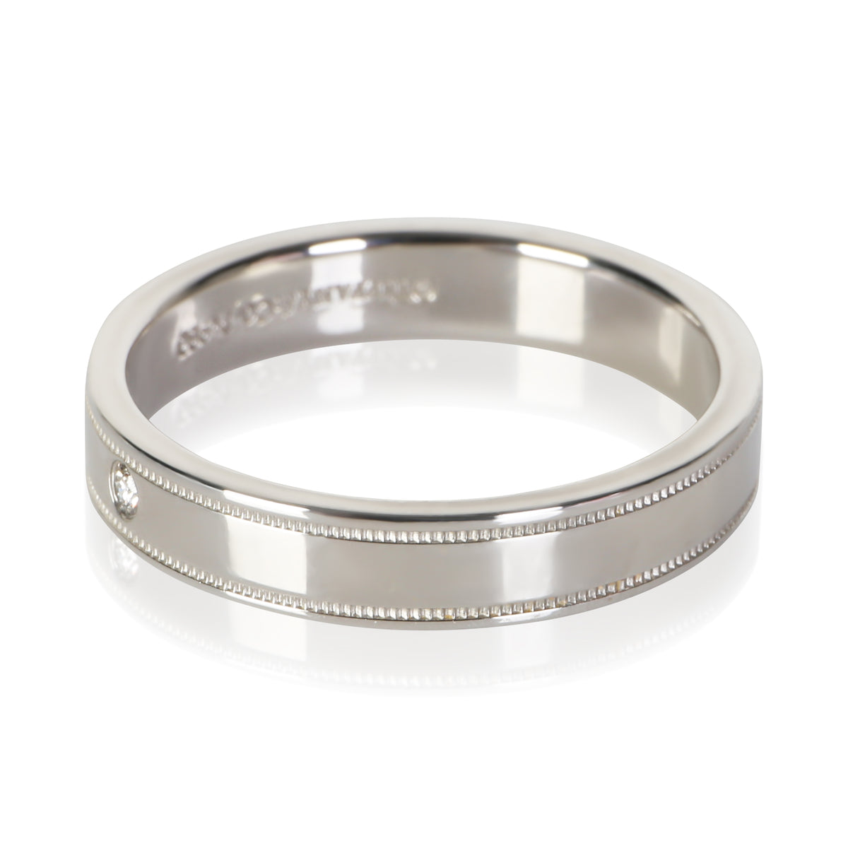 Tiffany & Co. Platinum Diamond Double Milgrain Band 2
