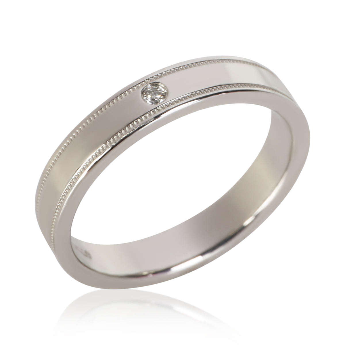 Tiffany & Co. Platinum Diamond Double Milgrain Band 5