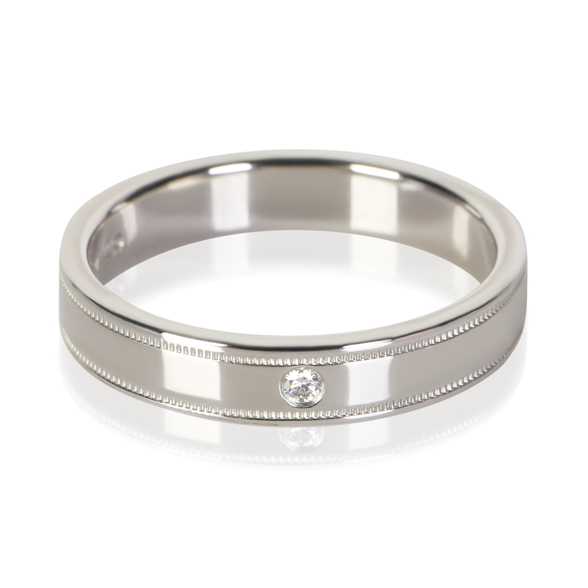 Tiffany & Co. Platinum Diamond Double Milgrain Band fv