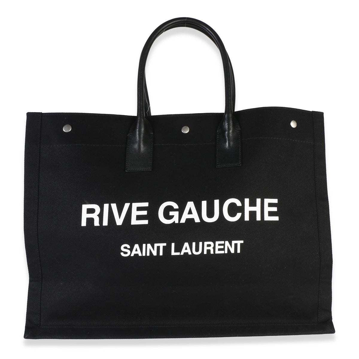 Saint Laurent Black Linen Calfskin Rive Gauche Tote Handbag id