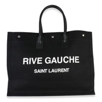 Saint Laurent Black Linen Calfskin Rive Gauche Tote Handbag id