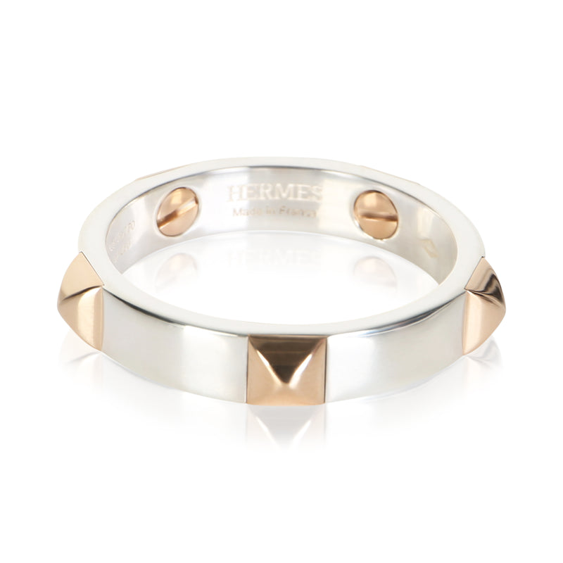 Hermès Rose Gold & Sterling Silver Clou d'H Ring fv