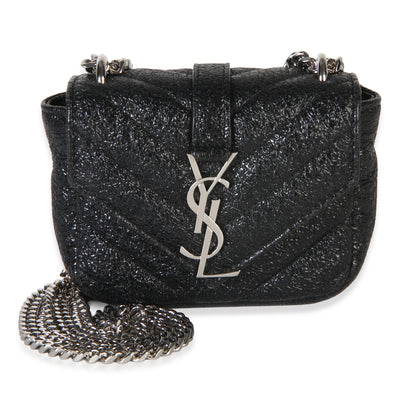 Saint Laurent Black Metallic Matelasse Lambskin Micro Monogram Crossbody Bag Handbag id
