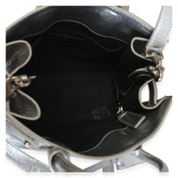 Saint Laurent Silver Metallic Crinkled Calfskin Nano Supple Sac De Jour Handbag 9