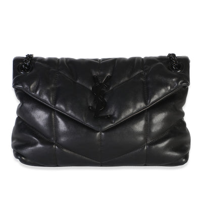 Saint Laurent Black Quilted Lambskin Small Loulou Puffer Chain Satchel Handbag id