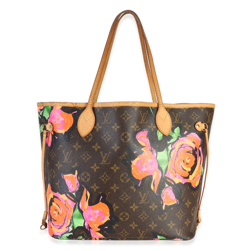 Louis Vuitton x Stephen Spouse Monogram Canvas Rose Neverfull MM Handbag id