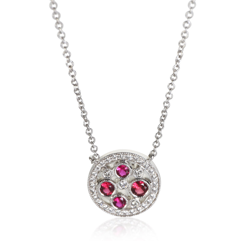Tiffany & Co. Platinum Ruby and Diamond Cobblestone Pendant fv
