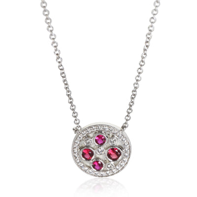 Tiffany & Co. Platinum Ruby and Diamond Cobblestone Pendant fv
