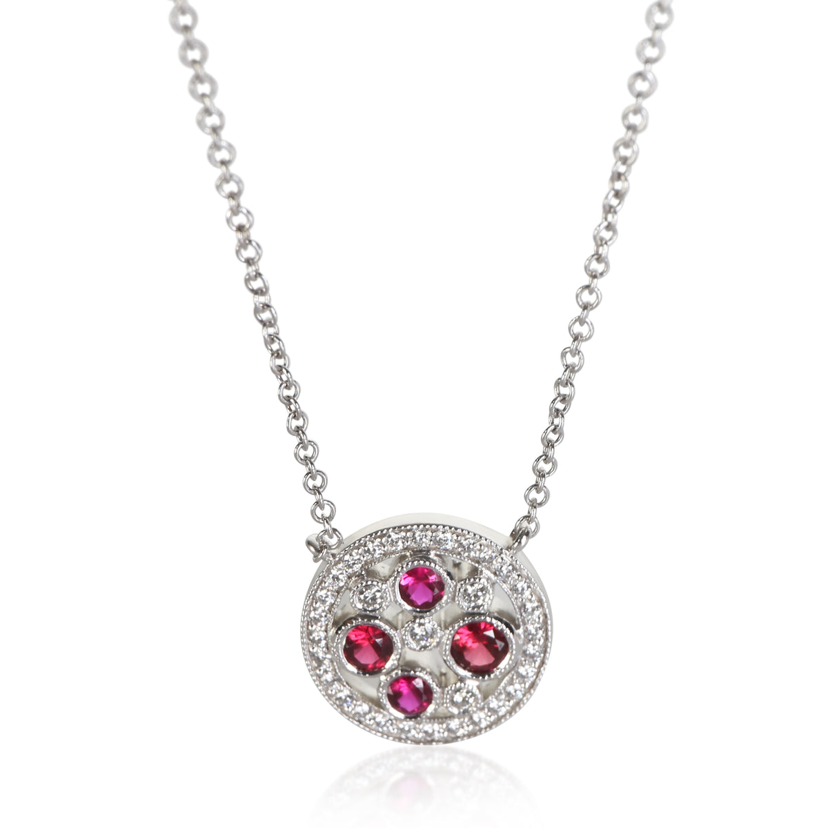 Tiffany & Co. Platinum Ruby and Diamond Cobblestone Pendant fv