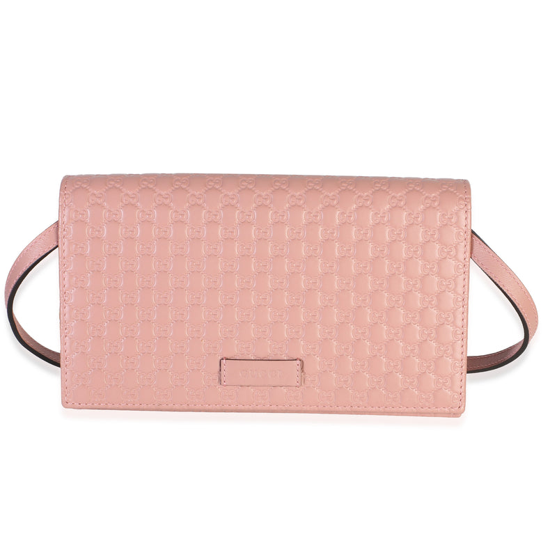 Gucci Soft Pink Calfskin Microguccissima Crossbody Wallet Handbag id