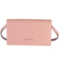 Gucci Soft Pink Calfskin Microguccissima Crossbody Wallet Handbag id