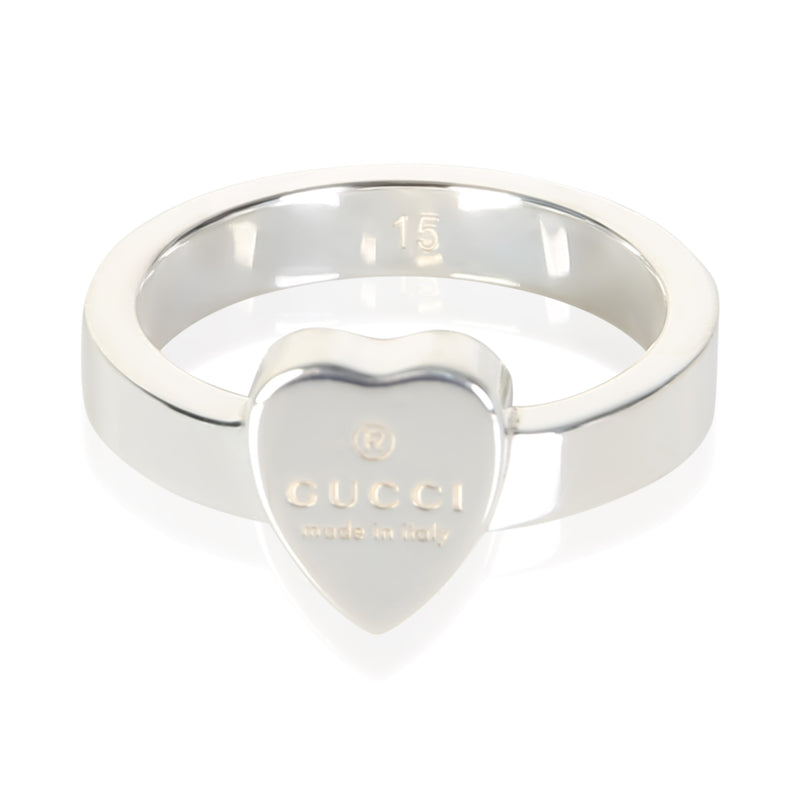 Gucci Sterling Silver Trademark Heart Ring fv