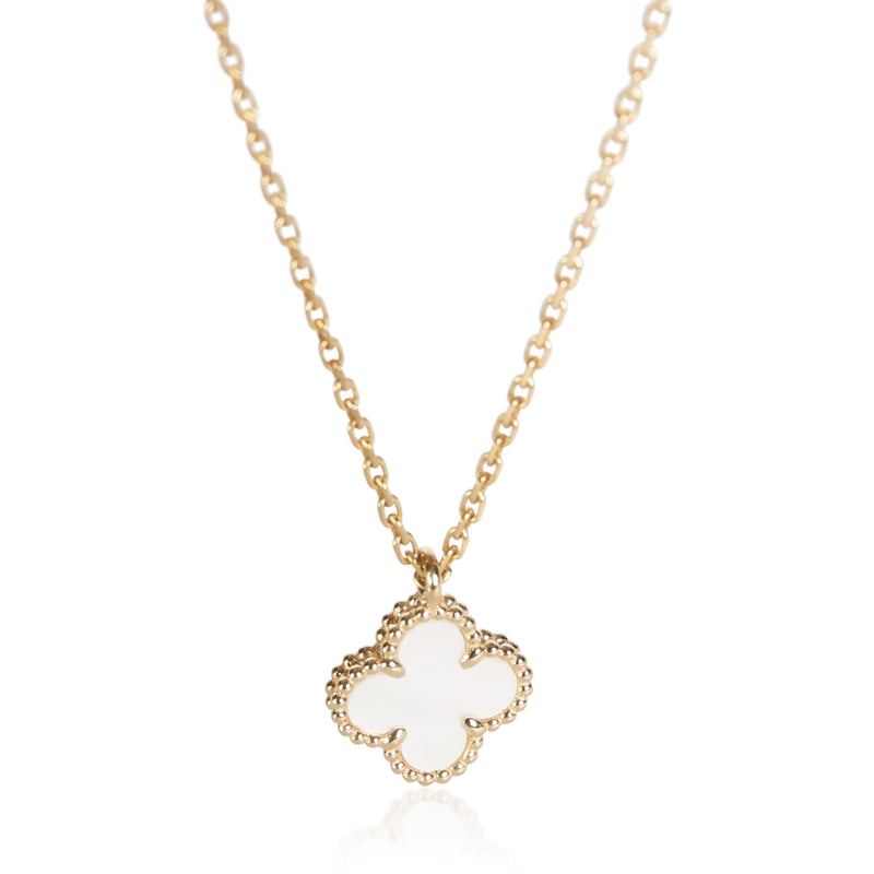Van Cleef & Arpels Yellow Gold Mother Of Pearl Sweet Alhambra Necklace fv