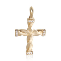 David Yurman Yellow Gold Diamond Helios Cross Pendant fv