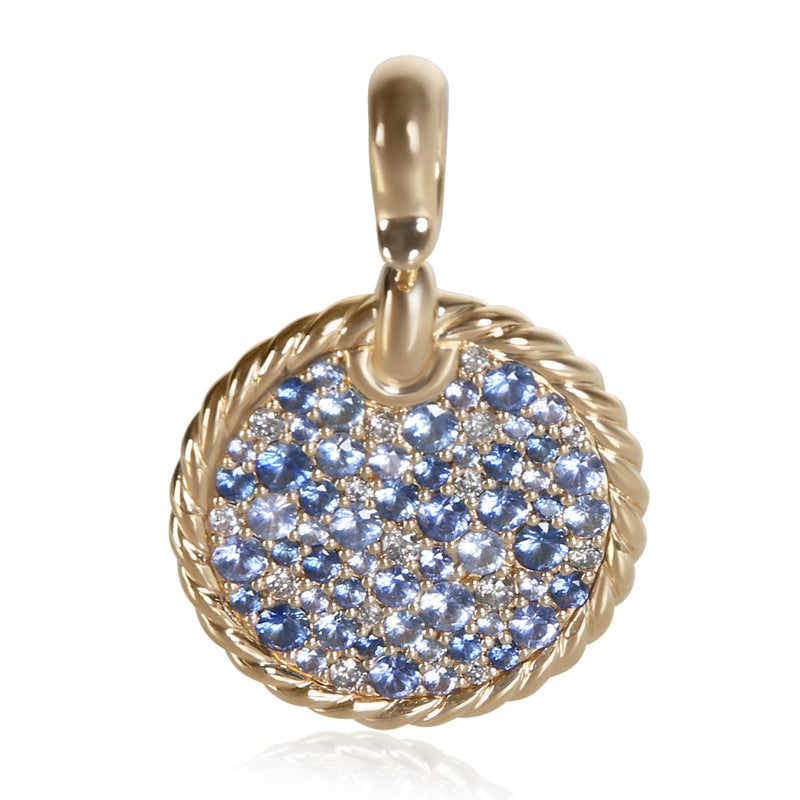 David Yurman Yellow Gold Sapphire and Diamond Elements Disc Pendant fv