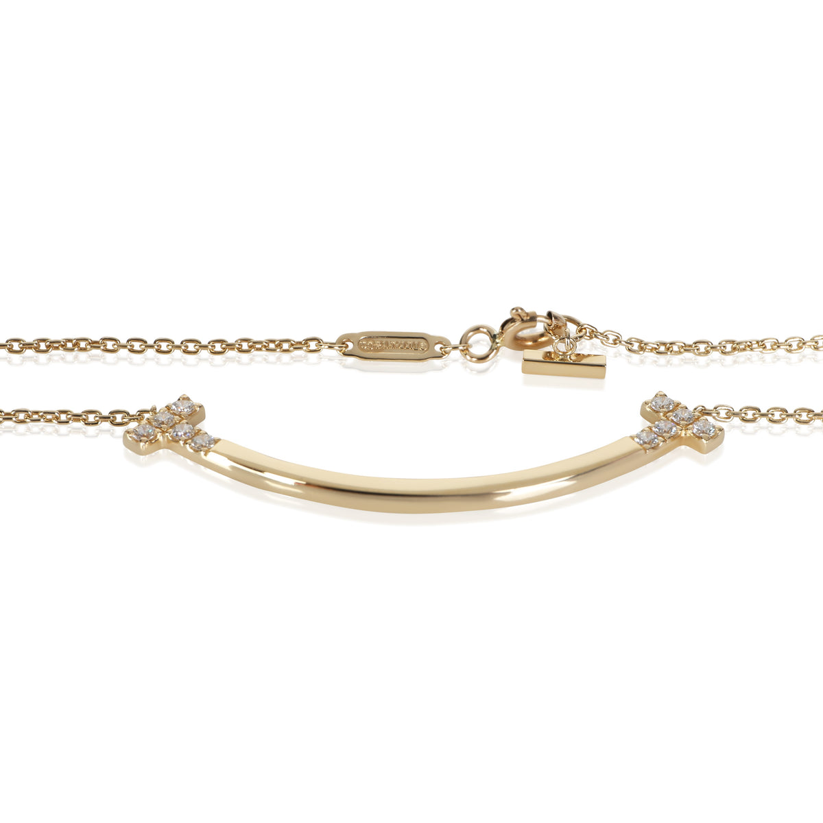 Tiffany & Co. Yellow Gold Diamond Medium Model Tiffany T Smile Necklace 2