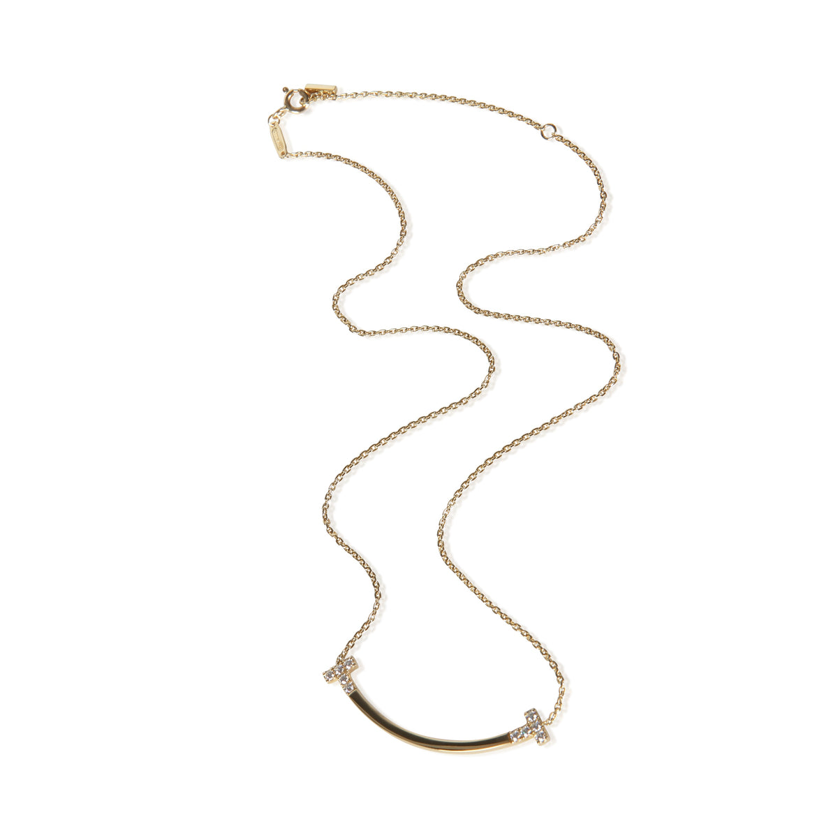 Tiffany & Co. Yellow Gold Diamond Medium Model Tiffany T Smile Necklace 4