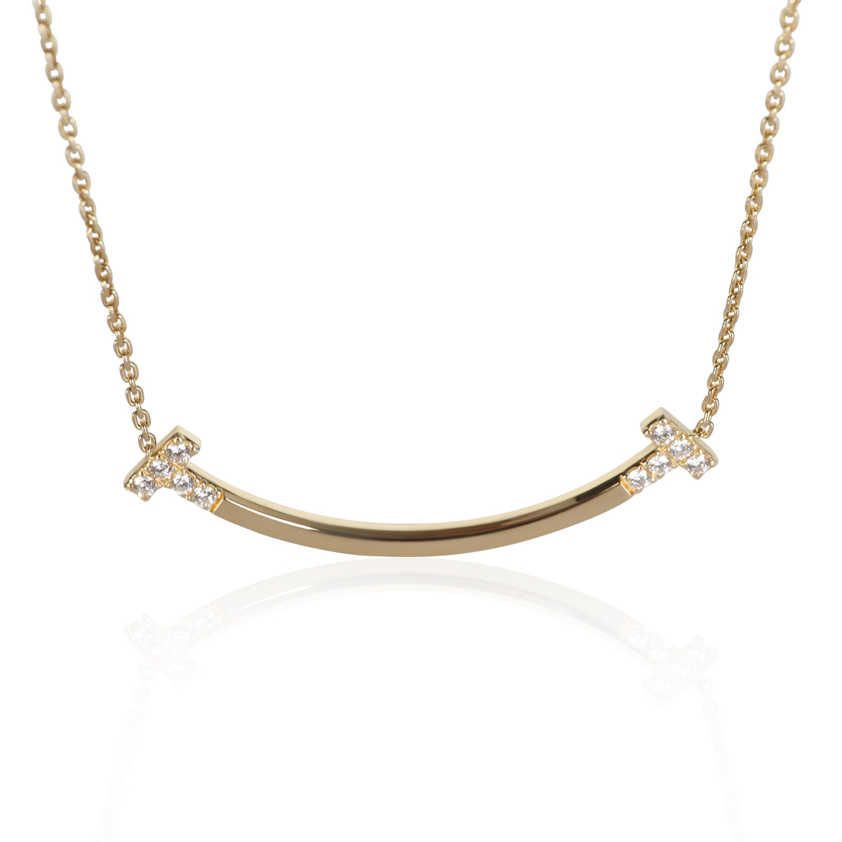 Tiffany & Co. Yellow Gold Diamond Medium Model Tiffany T Smile Necklace fv