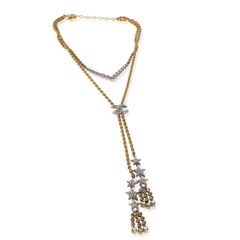 Chanel Gold Plated 2020 Strass Lariat Necklace fv