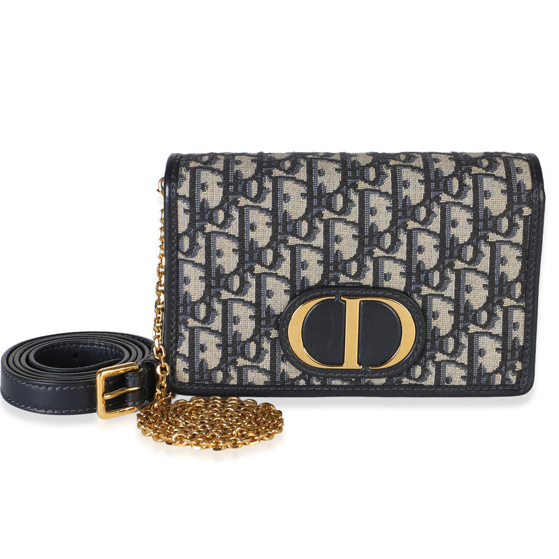 Christian Dior Navy Oblique Jacquard 30 Montaigne 2 in 1 Pouch Handbag id