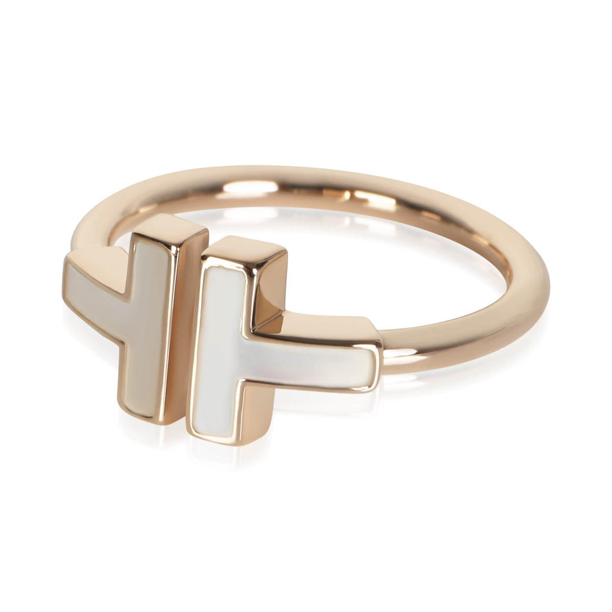 Tiffany & Co. Rose Gold Mother Of Pearl Tiffany T Wire Ring 2
