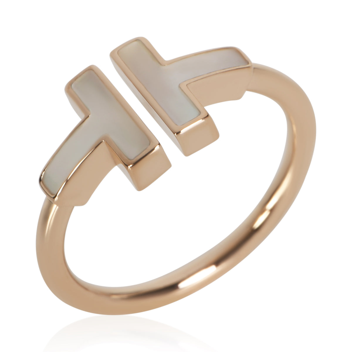 Tiffany & Co. Rose Gold Mother Of Pearl Tiffany T Wire Ring 4
