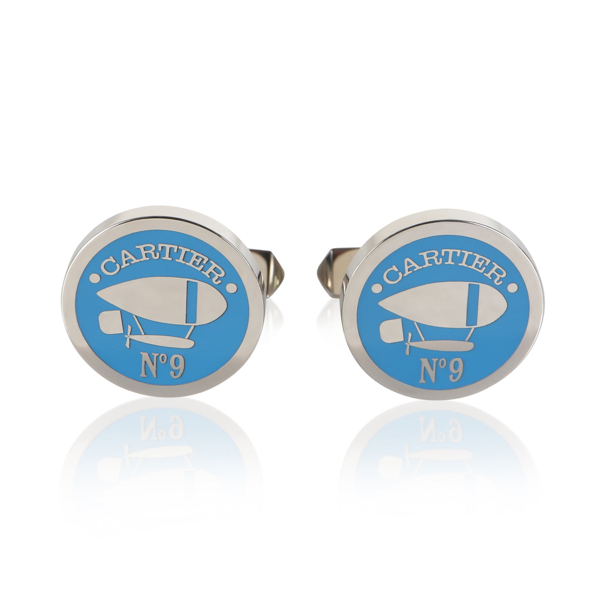 Cartier Sterling Silver Aeronaute Cufflinks fv