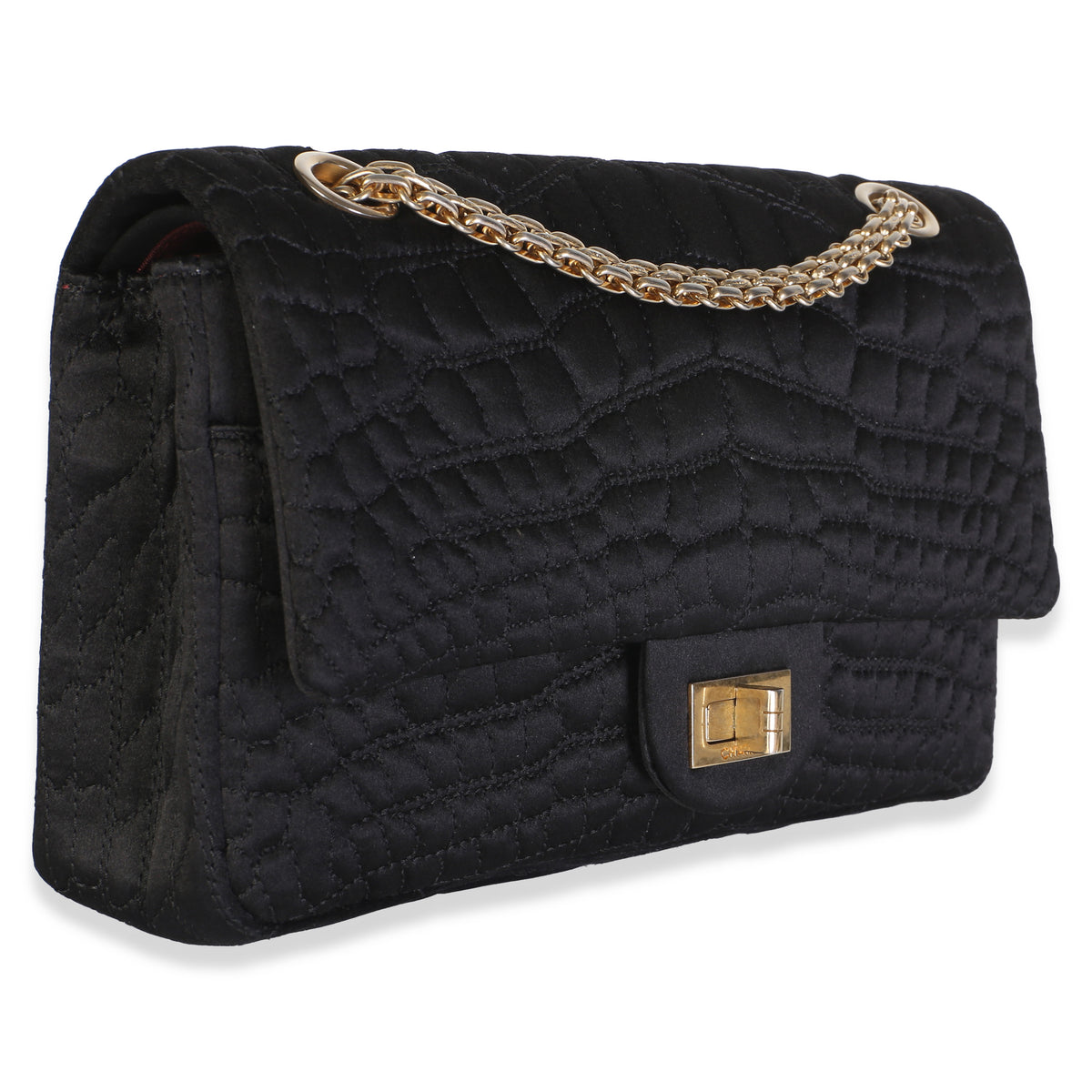 Chanel Black Croc Satin Medium Reissue 225 Flap Bag Handbag 3