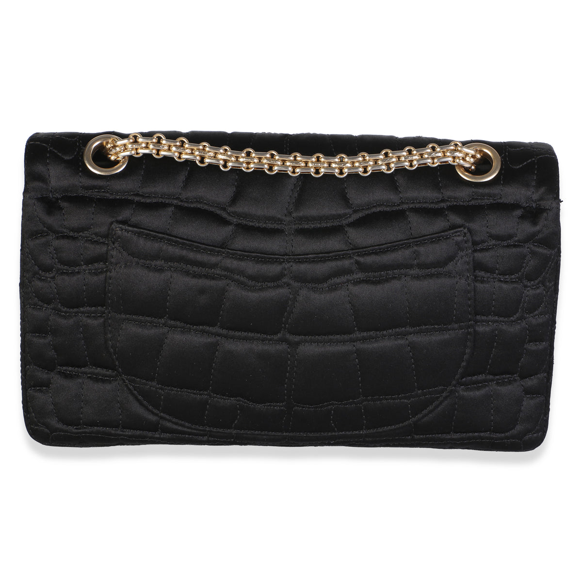 Chanel Black Croc Satin Medium Reissue 225 Flap Bag Handbag 4