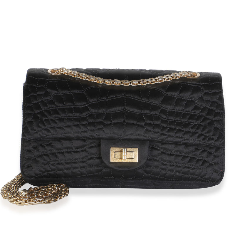 Chanel Black Croc Satin Medium Reissue 225 Flap Bag Handbag id
