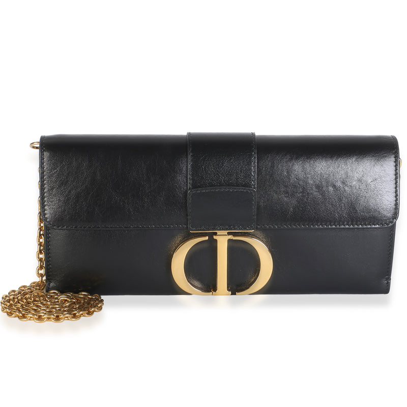Christian Dior Black Calfskin Leather Montaigne 30 Chain Clutch Handbag id