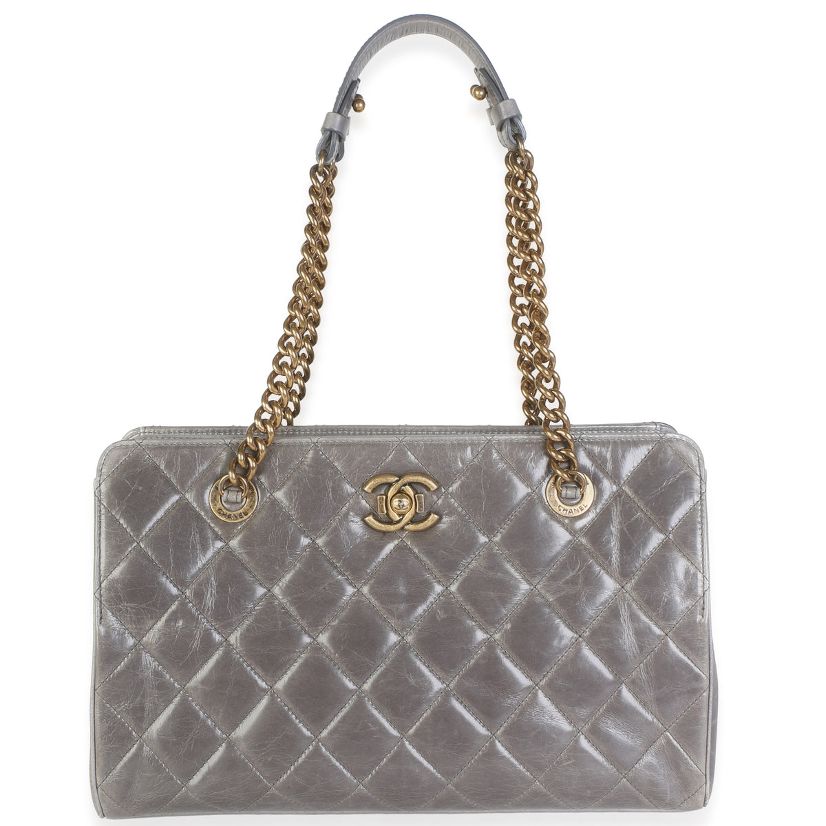Chanel Grey Quilted Glazed Calfskin Perfect Edge Tote Handbag id