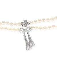 Tiffany & Co. Platinum Pearl and Diamond Diamond Bow Necklace 3