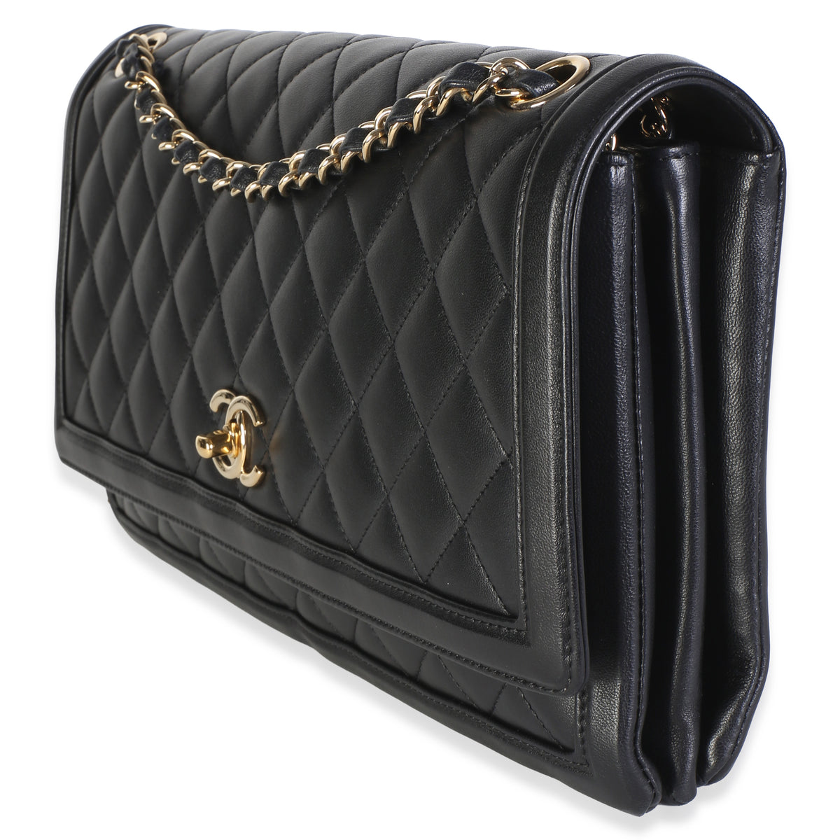 Chanel Black Quilted Lambskin 3 Compartment Jumbo Flap Bag Handbag 2