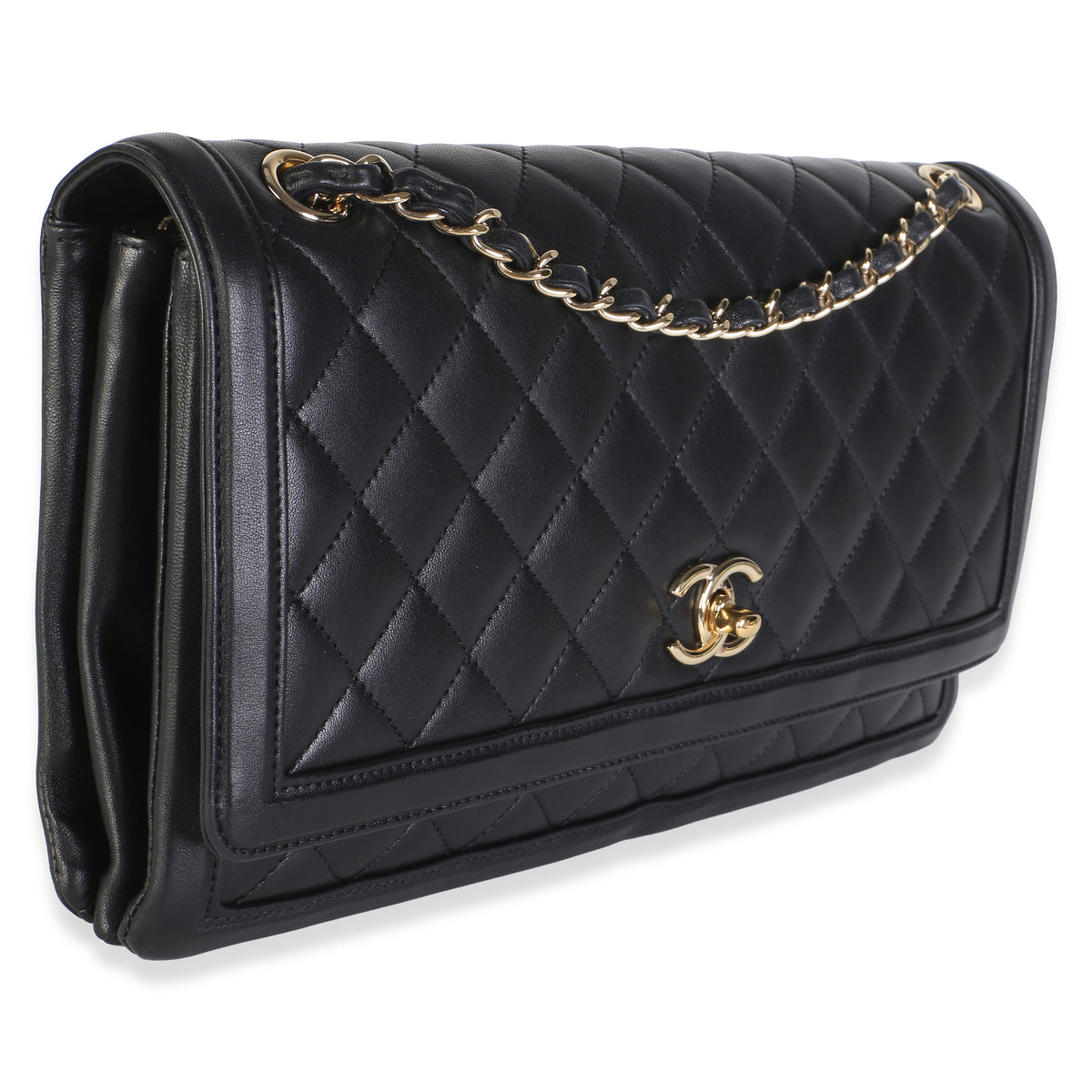 Chanel Black Quilted Lambskin 3 Compartment Jumbo Flap Bag Handbag 3