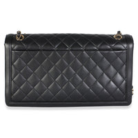 Chanel Black Quilted Lambskin 3 Compartment Jumbo Flap Bag Handbag 4