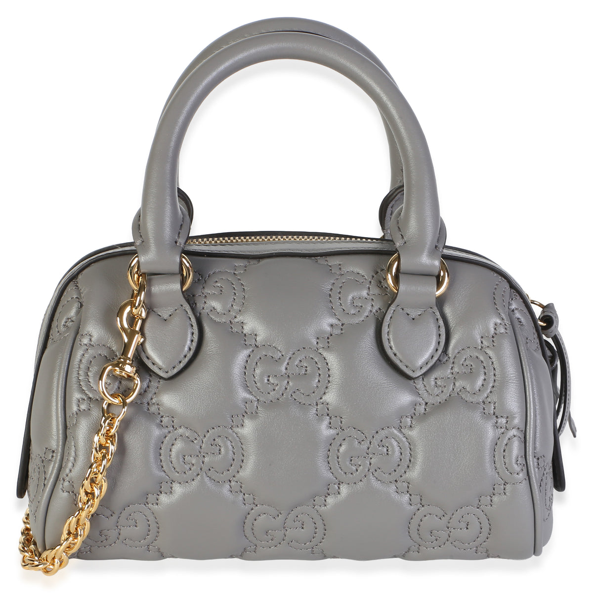 Gucci Dusty Grey GG Matelasse Calfskin Mini Bowler Bag Handbag 5