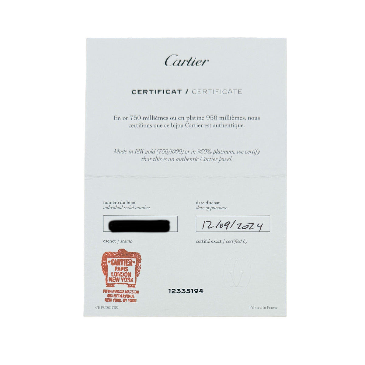 Cartier 3 Tone Gold Trinity Bracelet box