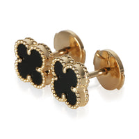 Van Cleef & Arpels Yellow Gold Onyx Sweet Alhambra Earrings 2