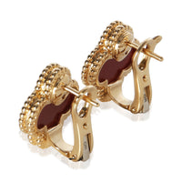 Van Cleef & Arpels Yellow Gold Carnelian Vintage Alhambra Earrings 5