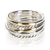 David Yurman Yellow Gold & Sterling Silver Diamond Crossover Ring 2