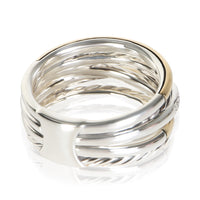 David Yurman Yellow Gold & Sterling Silver Diamond Crossover Ring 3